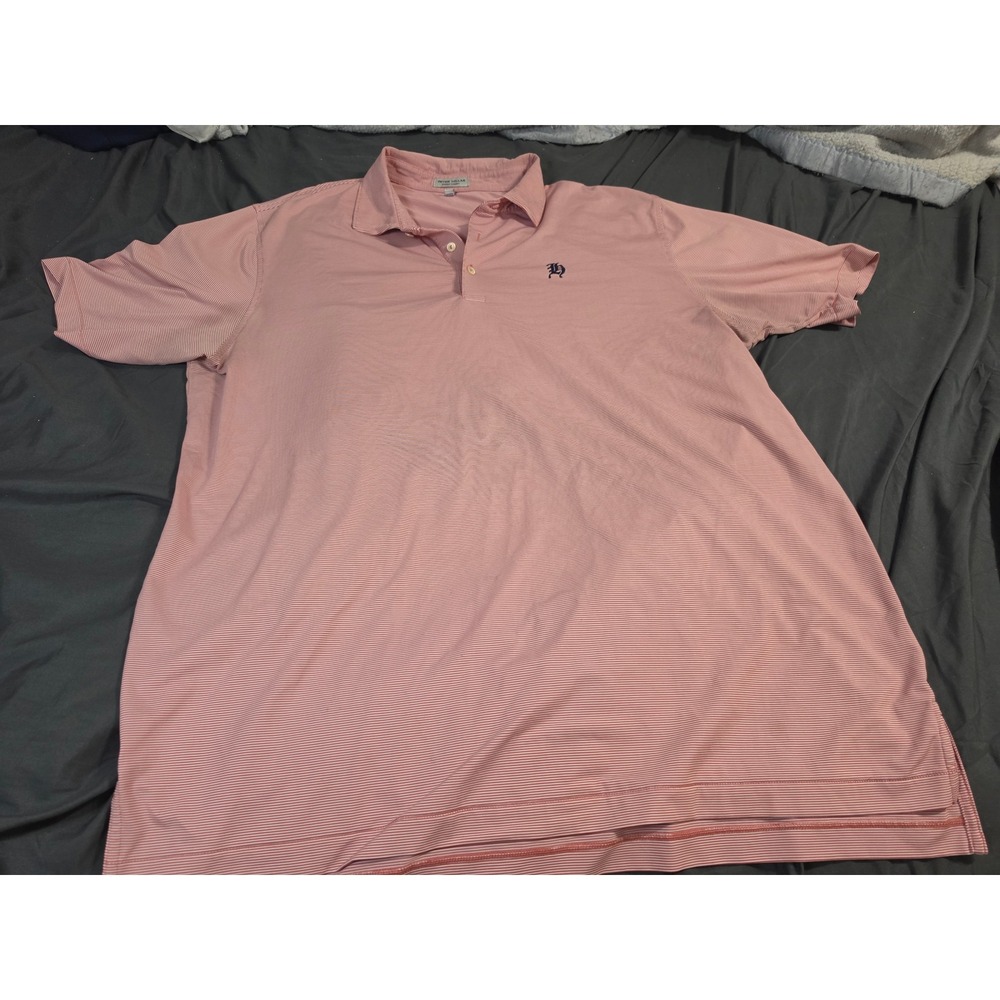 Peter Millar Summer Comfort Mens XL Pink Striped Short Sleeve Polo Shirt